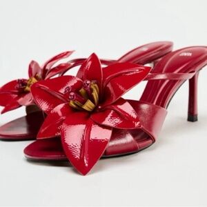 Red Zara floral heels